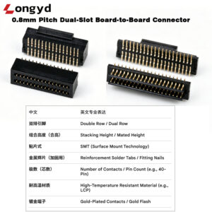 high performance 0.8mm pitch dual slot board to board connector (smt)