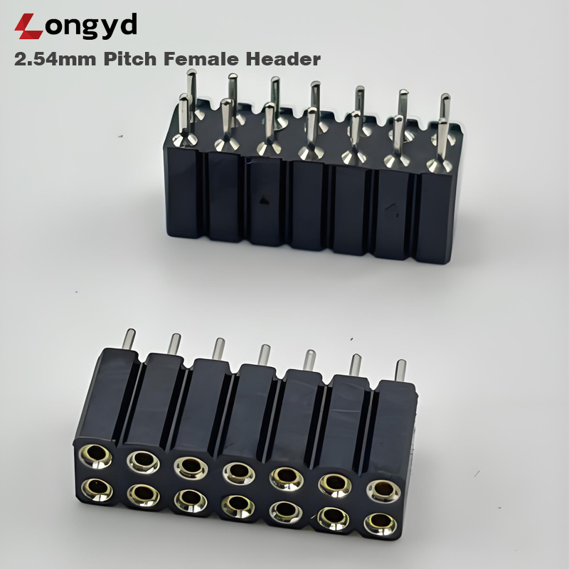 Longyd 2.54mm pitch female header with high-temp LCP housing and gold-plated contacts