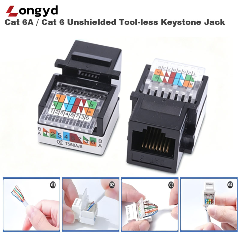 cat 6a / cat 6 unshielded tool less keystone jack