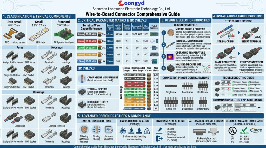 Wire to board connector pitch guide and terminal AWG chart