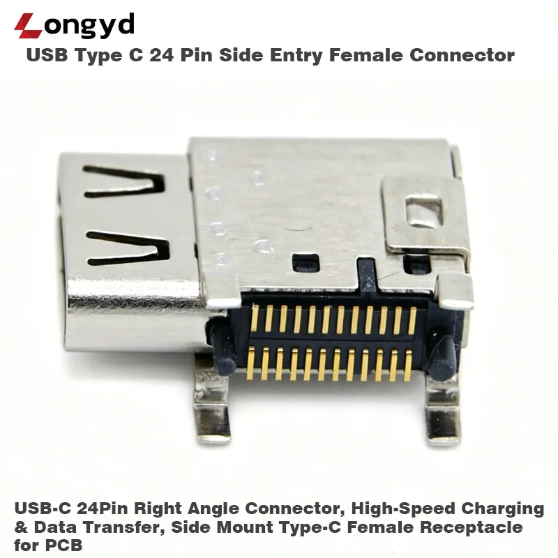 USB Type C 24 Pin Side Entry Female Connector - 图片 2