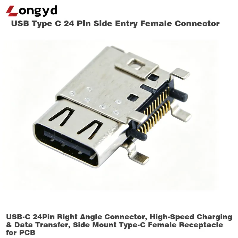 USB Type C 24 Pin Side Entry Female Connector - 图片 3