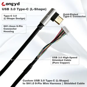 USB 3.0 Type-C (L-Shape) to SH1.0 9-Pin
