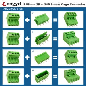 5.08mm 2P to 24P screw cage terminal block female plug connector assembly
