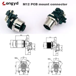 IP67 M12 right angle PCB mount connector for industrial sensors