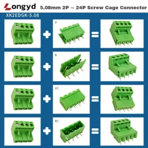 5.08mm 2P to 24P screw cage terminal block female plug connector assembly
