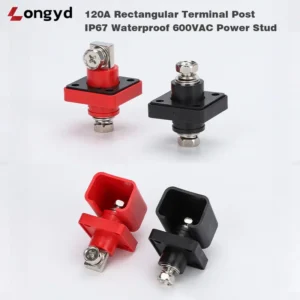 120A Rectangular Terminal Post | IP67 Waterproof 600VAC Power Stud